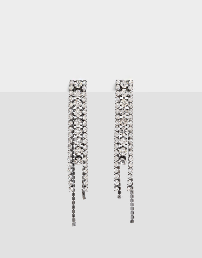 Aros Colgantes Largos Con strass Aros Colgantes Largos Con Strass - Plateado Hematite