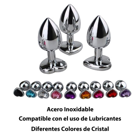 Plug Anal de Acero con Strass Corazón Combo X3 Plug Anal de Acero con Strass Corazón Combo X3