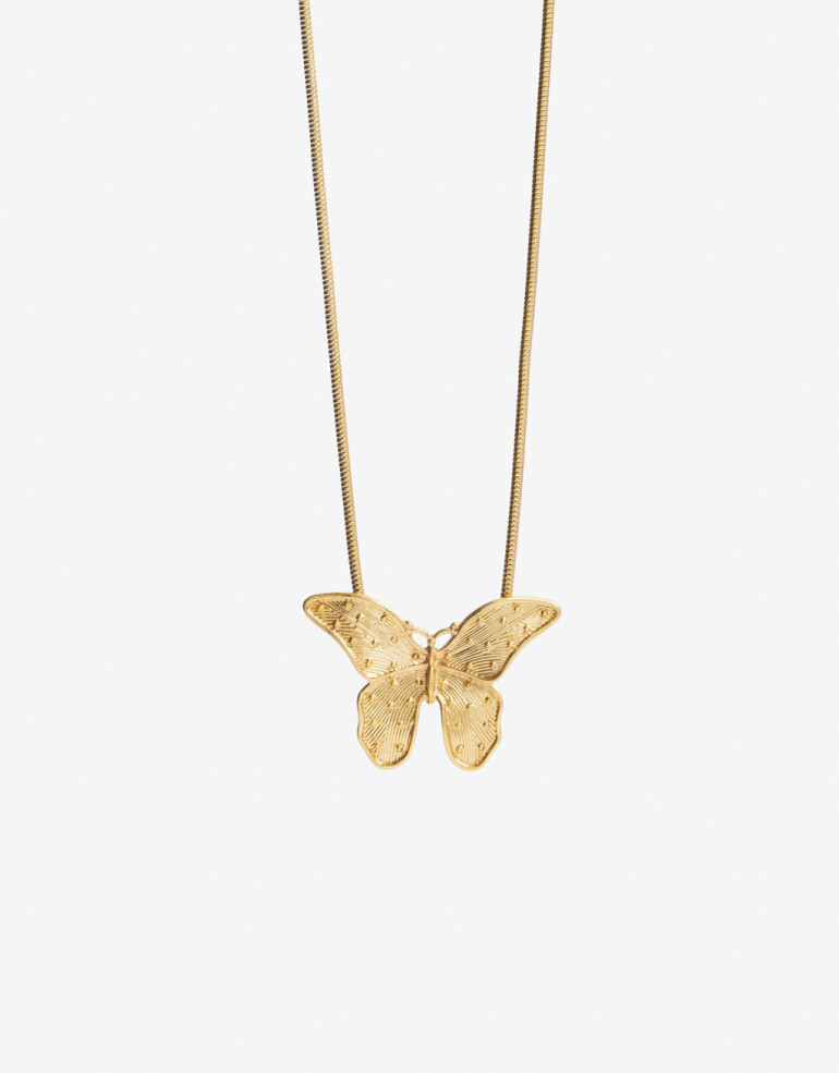 Collares Largos Metal Collar Largo Mariposa - Dorado