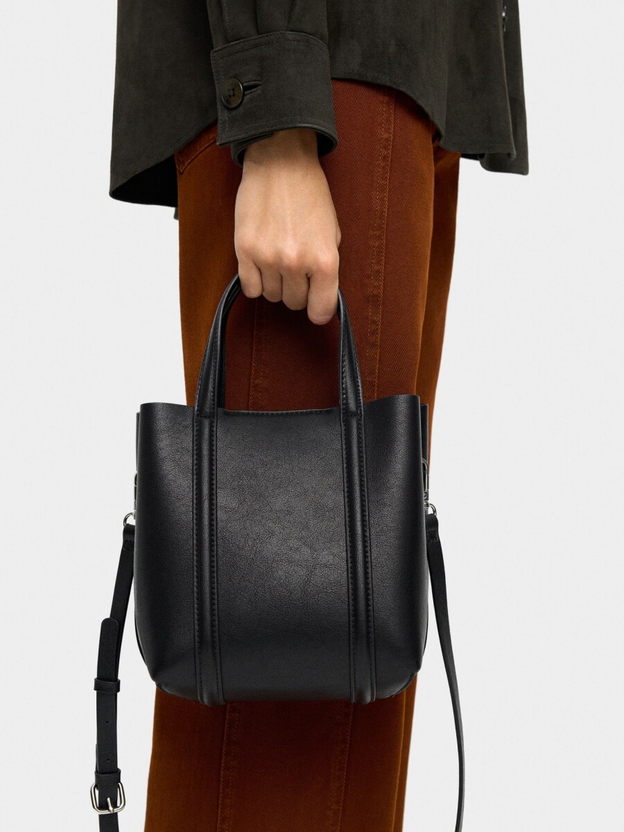 Bolso Tote Con Bandolera S negro