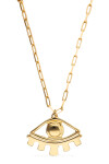 COLLAR LARGO DE ALEACIÓN DE METALES BAÑADO EN ORO DE 18K CON DETALLE DE OJO GRANDE Colgante