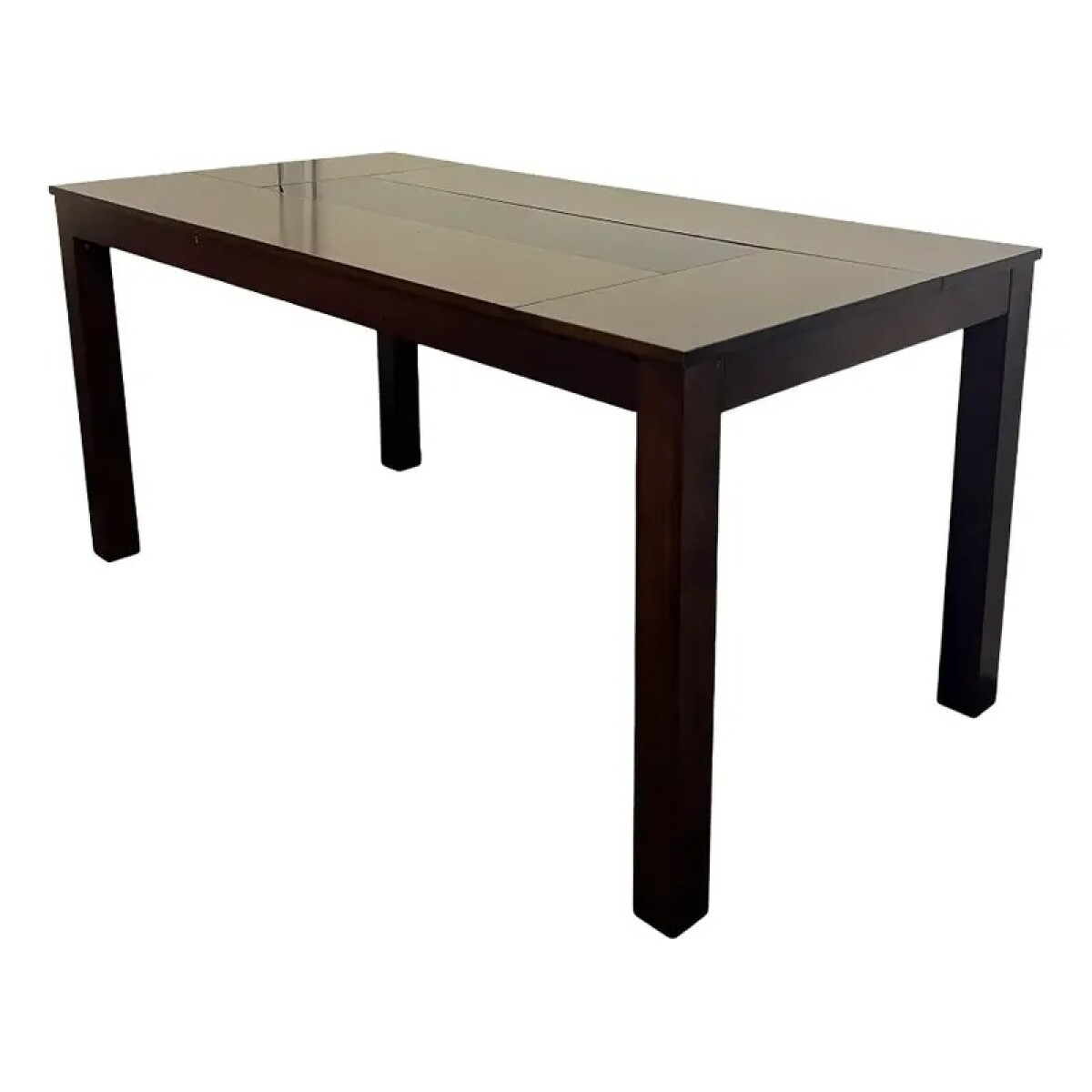 Mesa de comedor con vidrio negro - PRODUCTO CON DETALLES EN LA MADERA. 