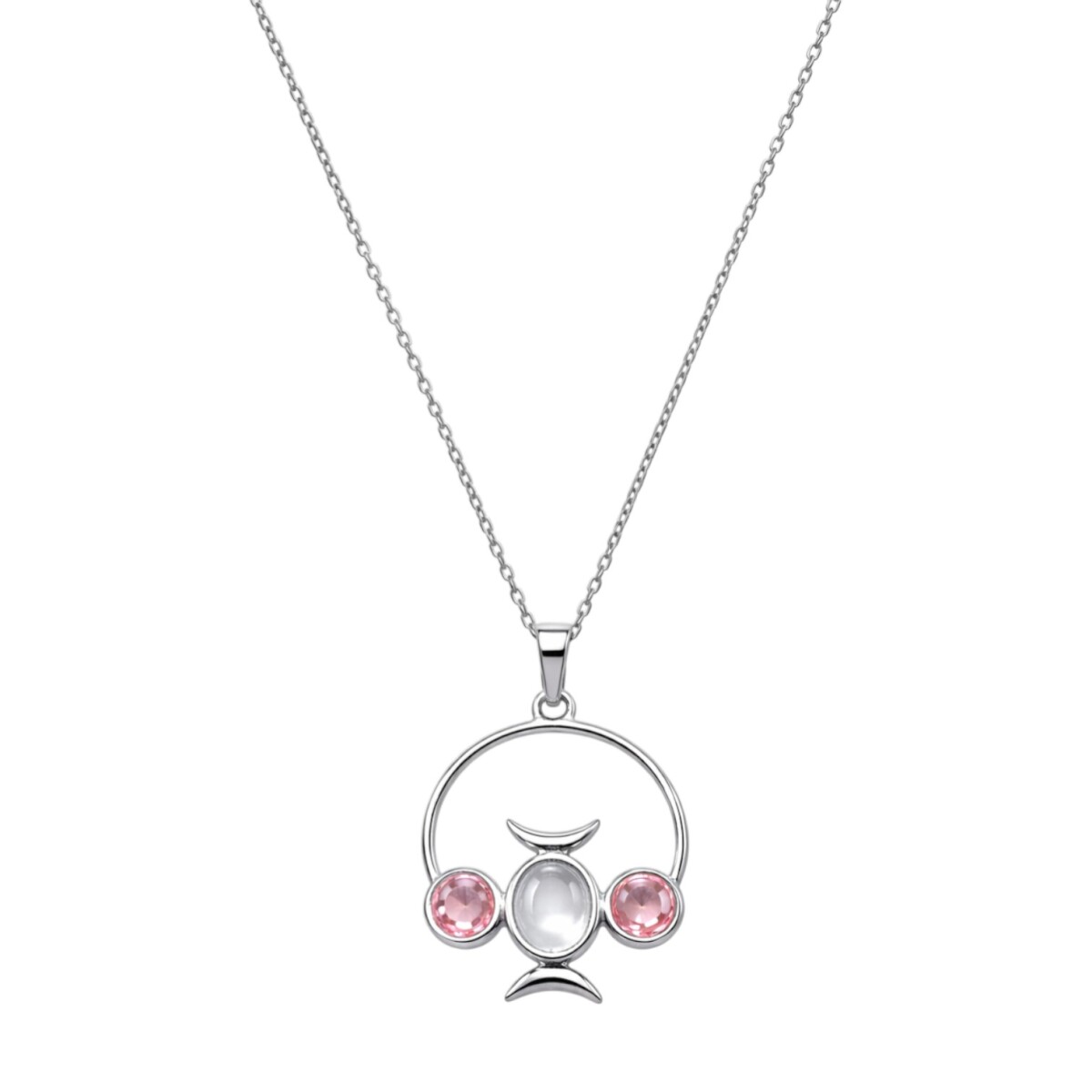 Dije circular Trilogy - Plata 925 - piedra cuarzo rosa - CP4820 - conpiedra 