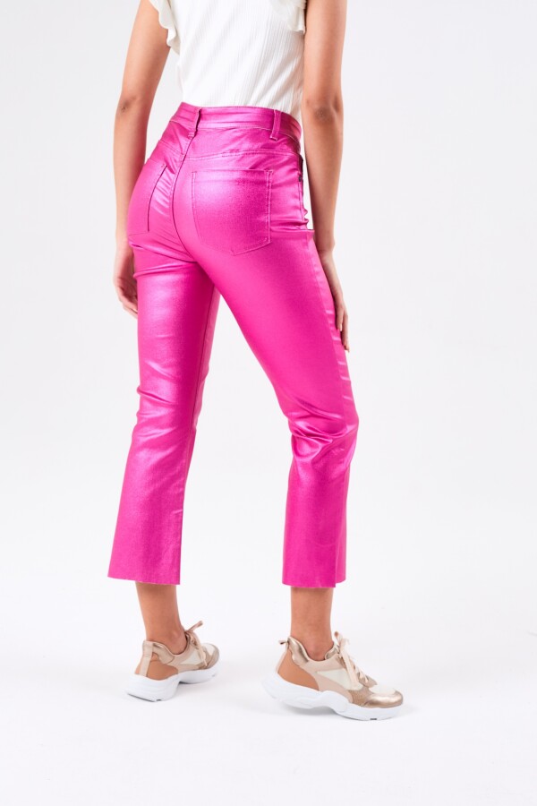 Crop Flare Waxed Fuscsia