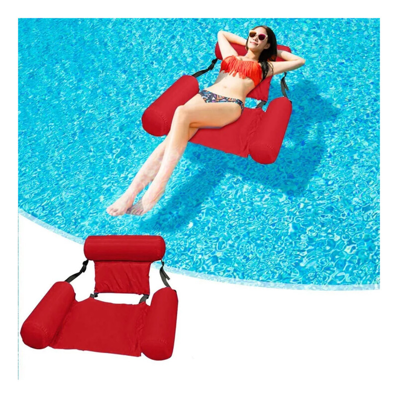 Silla Hamaca Inflable Piscina 100 X 120 Cm Rojo