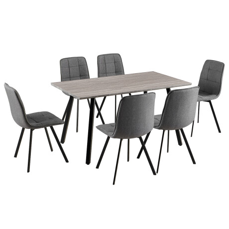 JUEGO DE COMEDOR MESA Y 6 SILLAS CON SILLAS GRIS