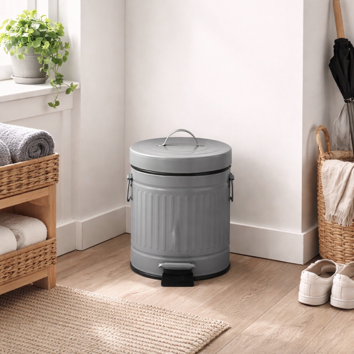 Papelera Retro 5L Metal - GRIS 