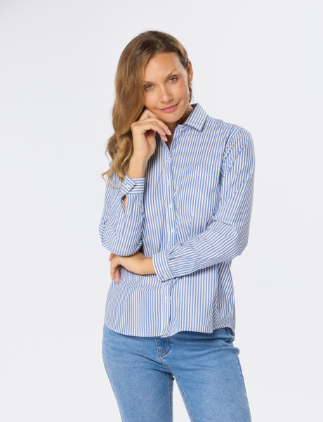 CAMISA HOLGADA RAYADA Azul