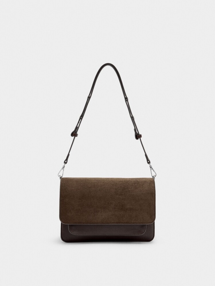 Bolso Bandolera Con Solapa marron