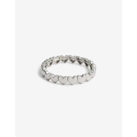 Pulsera Elástica Corazón Plateado Rodio