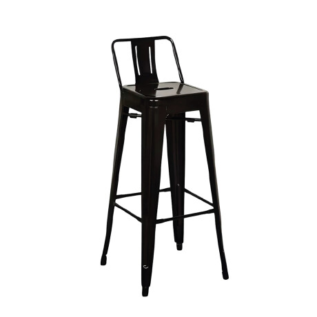 Taburete Tolix en metal con respaldo Negro