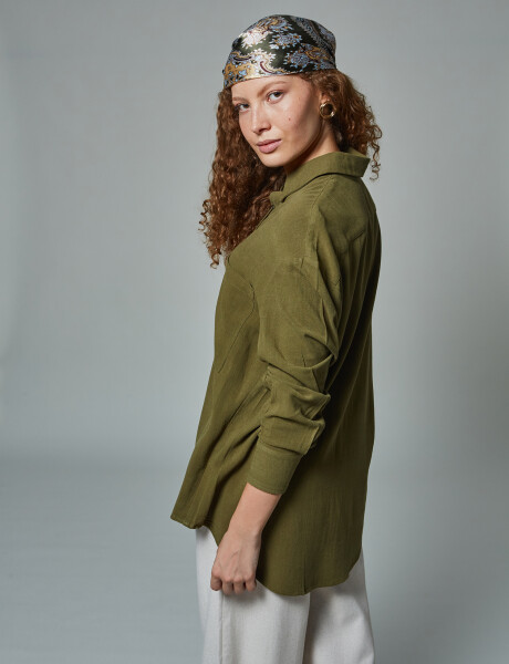 Camisa lino oversize oliva