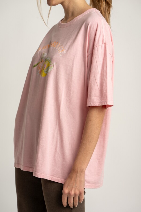 Remera Algodon Lavado Print Citrico Rosa
