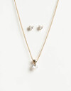 Bijouterie Set Strass Set De Aros Pasante Y Collar Con Cubic - Dorado