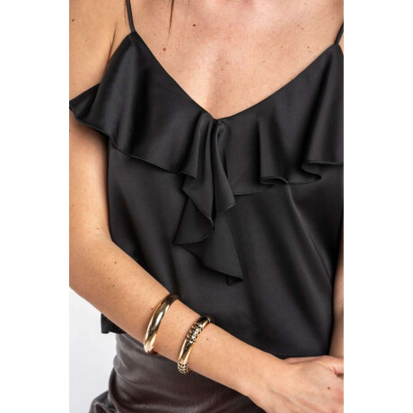 Musculosa Volado Saten Negro