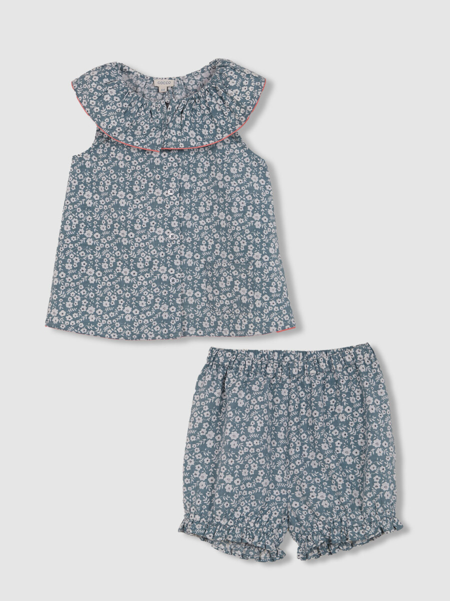Pijama Flores Verde