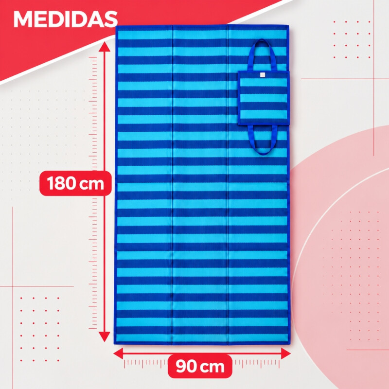 Estera individual doblable 1,80 x 0,9 m AZUL