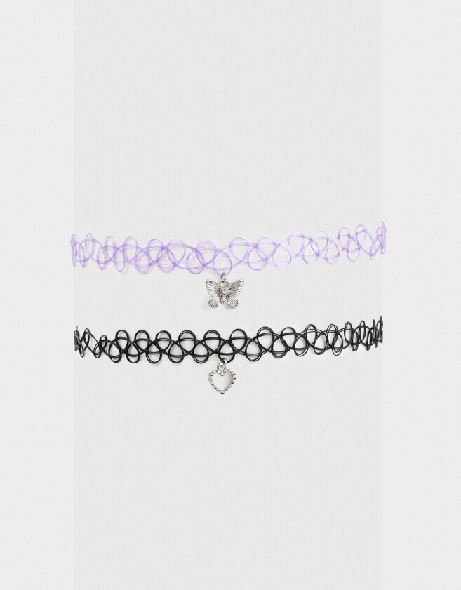 Chokers Tattoo Set De Chokers Para Compartir - Plateado
