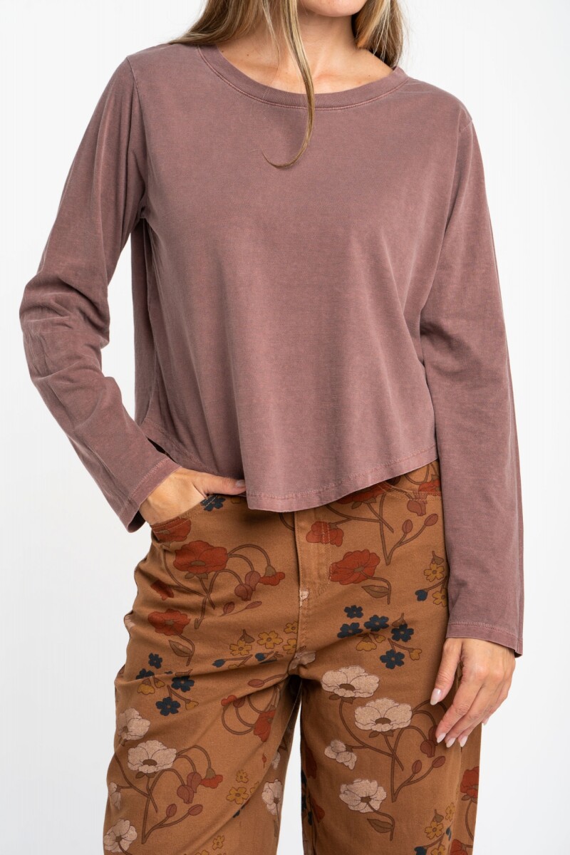 Remera Algodon Lavado - Marron 