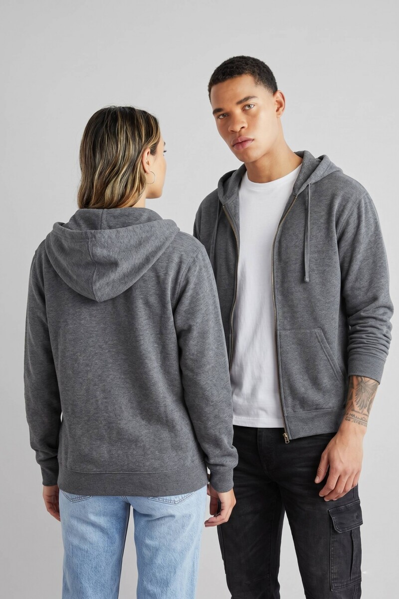 Campera deportiva clásica con capucha - UNISEX Gris melange oscuro