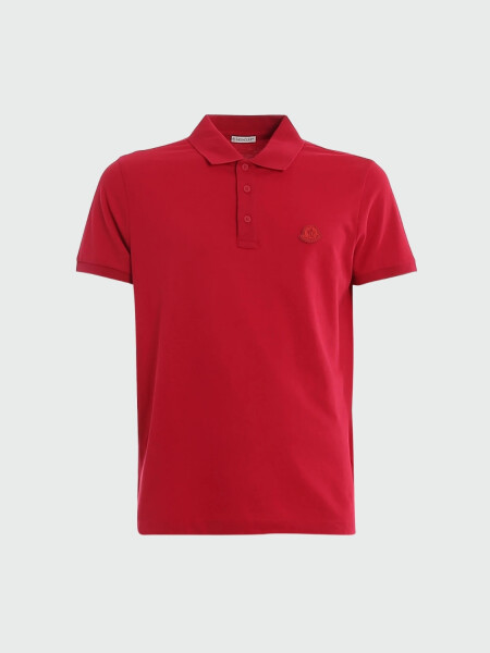 Moncler -Remera polo de algodón manga corta Rojo