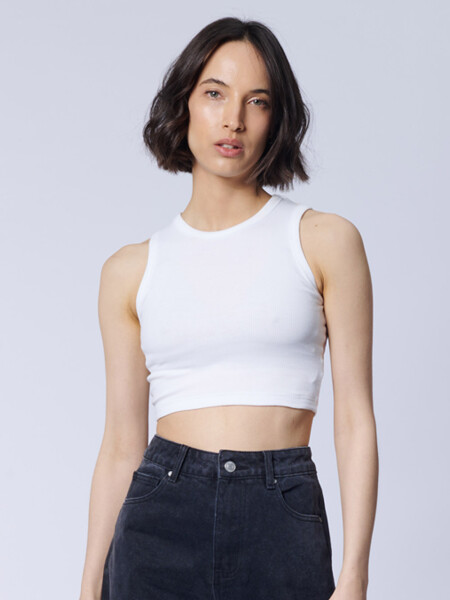 Musculosa crop rib Blanco