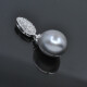 Colgante en oro 18k blanco con perla gris y brillantes Colgante en oro 18k blanco con perla gris y brillantes
