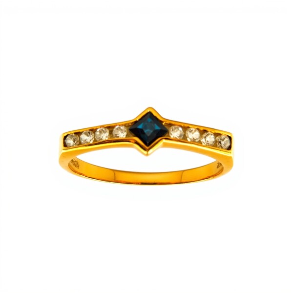 Anillo Halo-Oro Bajo-Piedra Zafiro y Zirconia-AN8116 conpiedra
