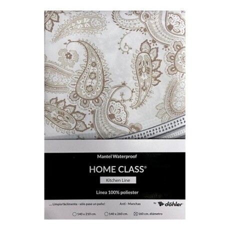 Mantel circular Home Class repele el agua 160cm Hojas Verde Mandala Gris