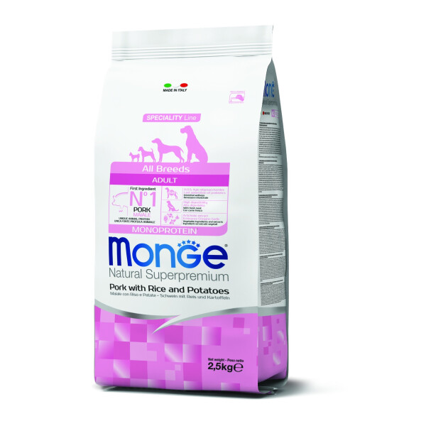 MONGE MONOPROTEÍNA ALL BREEDS ADULT PORK 2.5 KG MONGE MONOPROTEÍNA ALL BREEDS ADULT PORK 2.5 KG