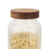 Recipiente vidrio labrado - Tapa de Madera 1.2L Recipiente vidrio labrado - Tapa de Madera 1.2L