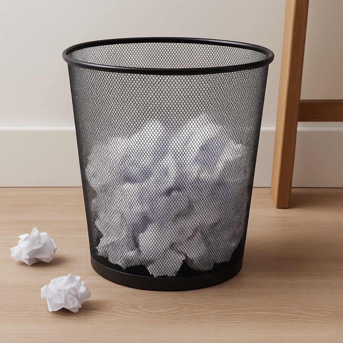 Papelera de Escritorio Acero 16Lts - NEGRO 