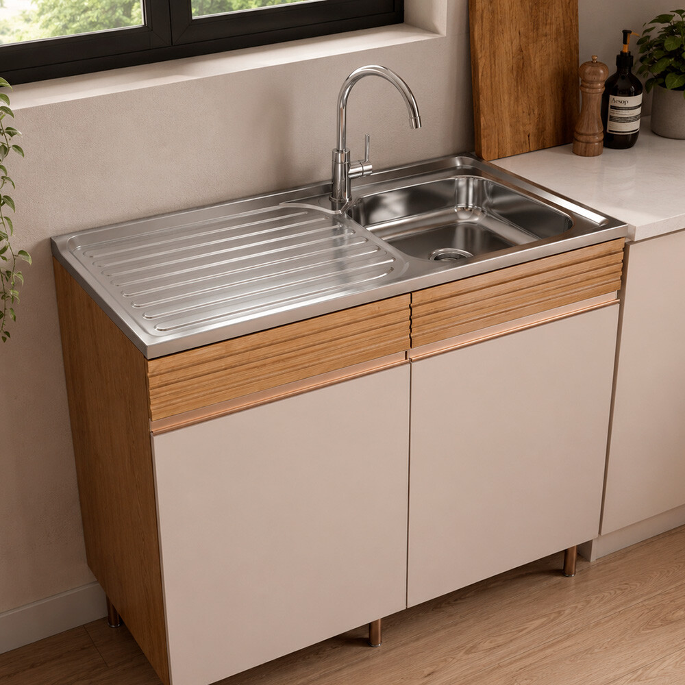 MESADA CON PILETA DERECHA SIMPLE ACERO INOXIDABLE 201 Mesada Con Pileta Derecha Simple Acero Inoxidable 201