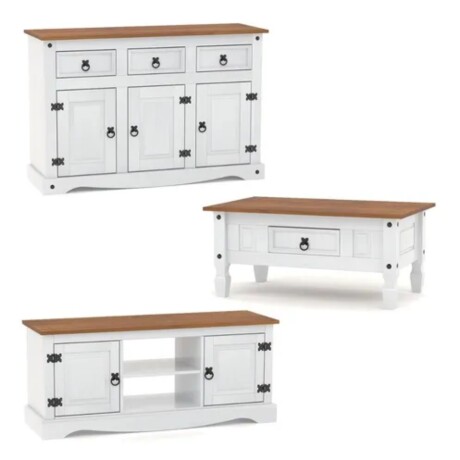 Promo Rack de Tv + Aparador + Mesa Ratona Linea Naturale BLANCO