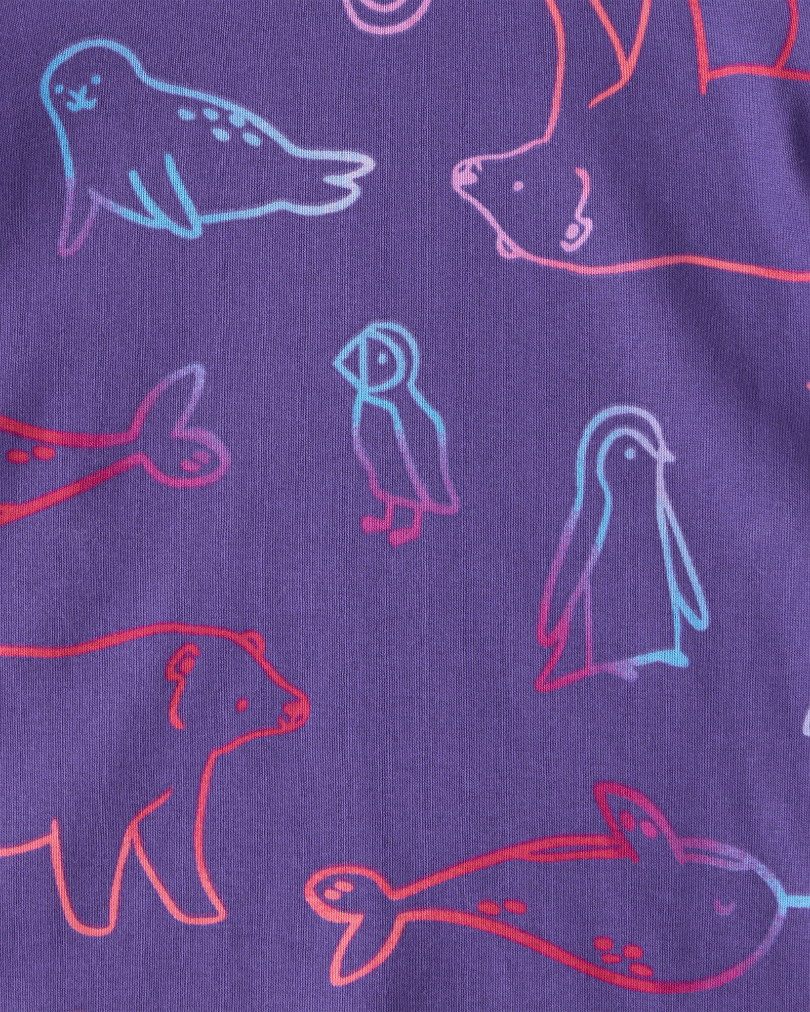 Pijama cuatro piezas de algodón, dos remeras y dos pantalones, diseño animales árticos Sin color