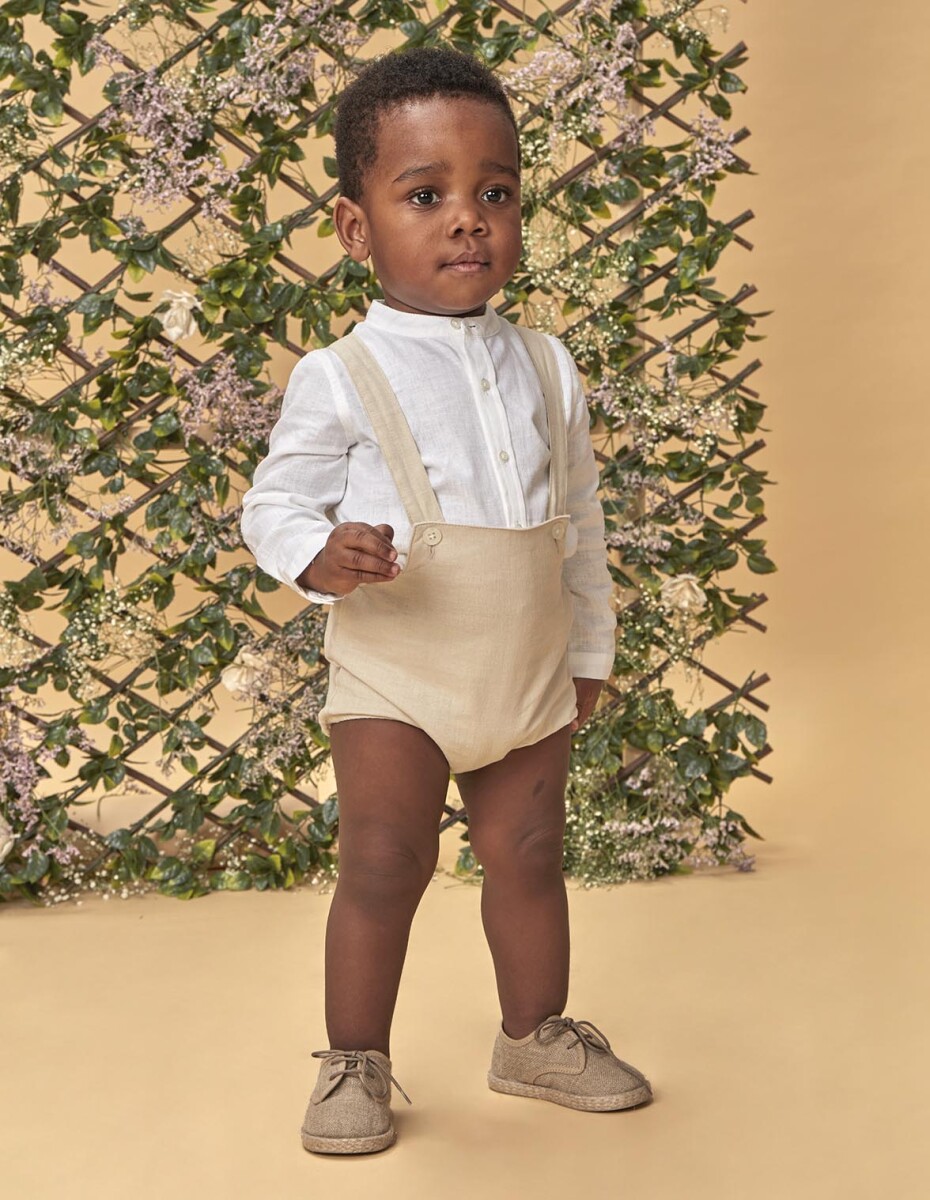 Bombacho De Lino Con Tirantes - Marron 