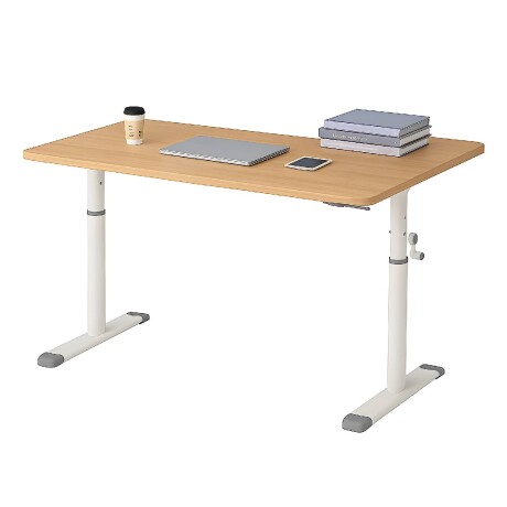 Escritorio Altura Regulable con Palanca Manual - Patas de Metal Madera