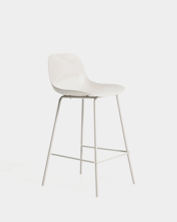 Taburete Altea beige y patas de acero con acabado beige 65 cm