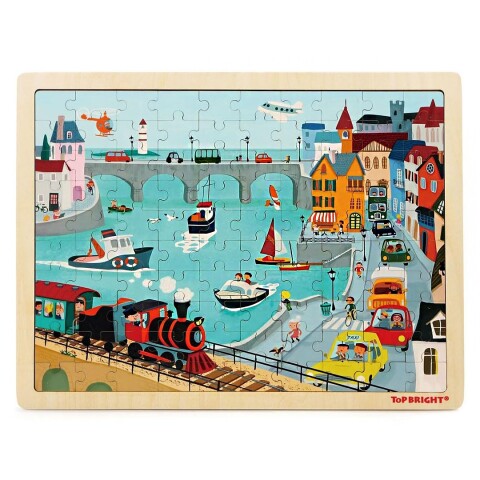 Puzzle de Madera Top Bright Ciudad 100 Piezas con Base CELESTE