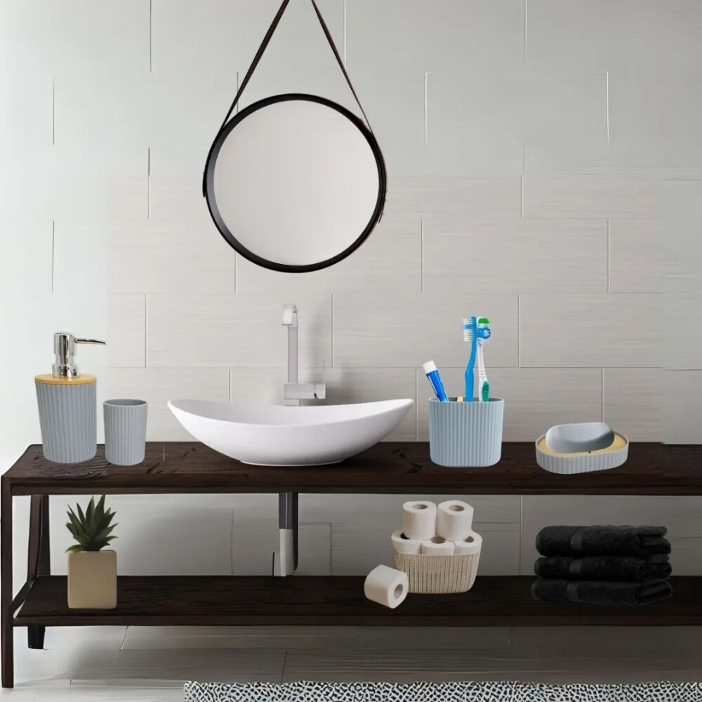 Elegante Kit De Accesorios Para Baño Gris