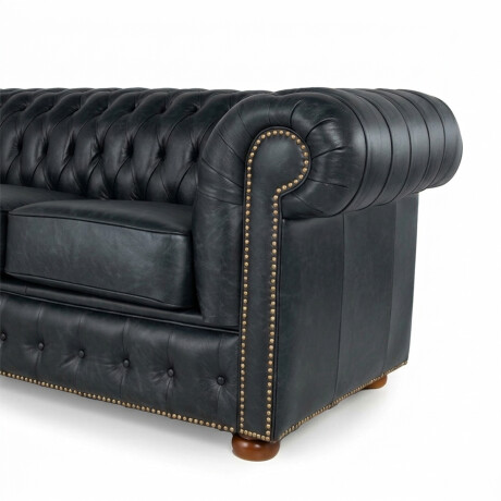 Sofá Chesterfield Novo - Cuero Básico - 3 cuerpos Negro - (Preventa)