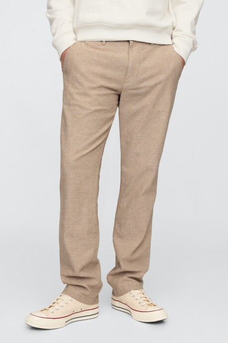 Pantalón De Lino Straight Hombre Khaki