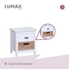Mesa de luz veladora Lumax 2 cajones madera y blanco Mesa de luz veladora Lumax 2 cajones madera y blanco