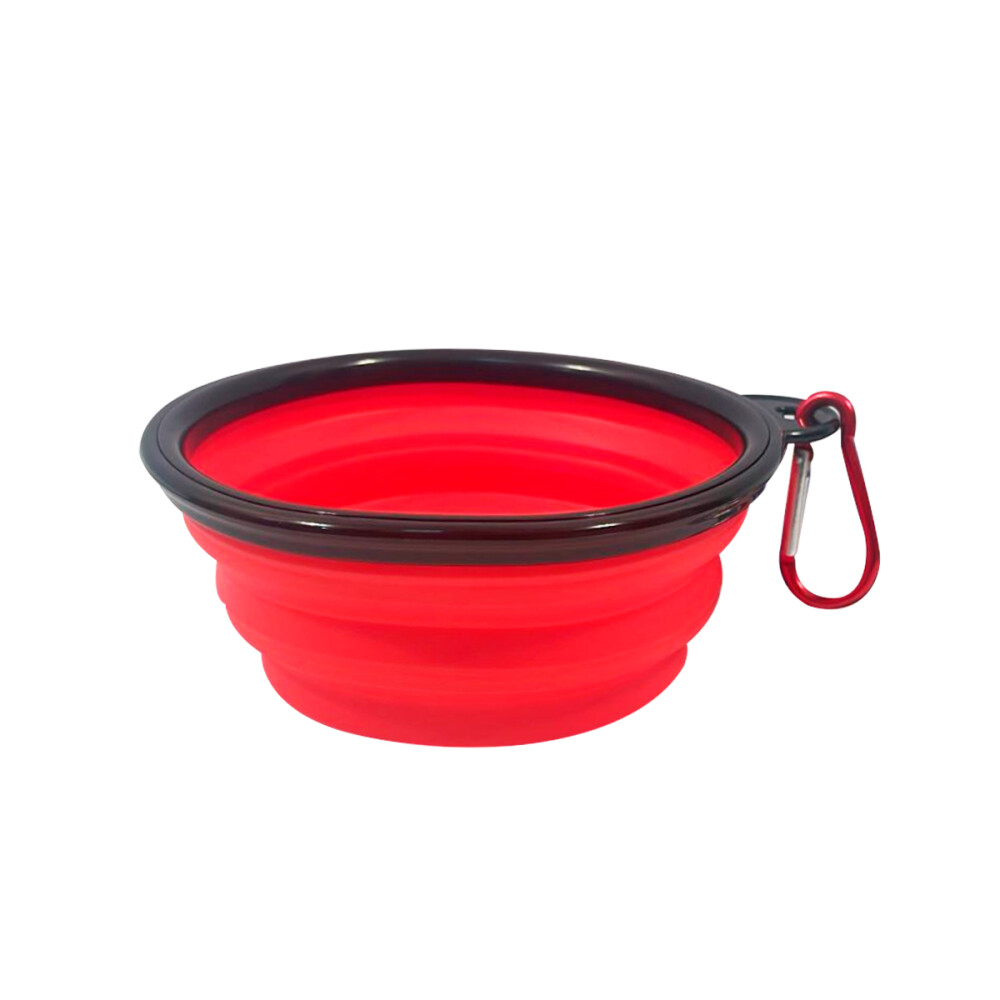 Bebedero Comedero De Silicona Plegable Paseo Transportable 18cm Color rojo