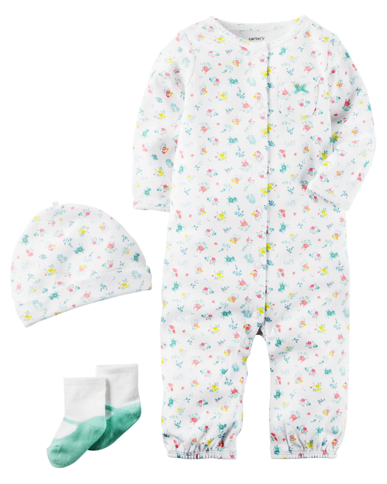 Pijama de una pieza con medias y gorro de algodón Sin color