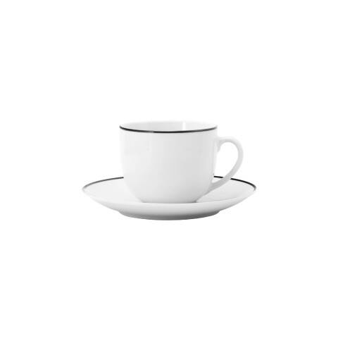TAZA DE TE 220ML C/PLATO BLANCO C/BORDE NEGRO TAZA DE TE 220ML C/PLATO BLANCO C/BORDE NEGRO