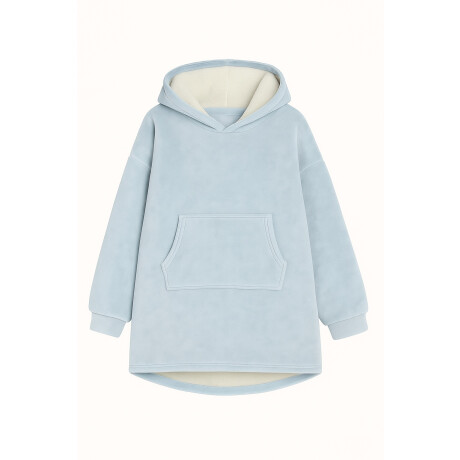 Buzo Manta Con Capucha Polar y Corderito unisex Celeste