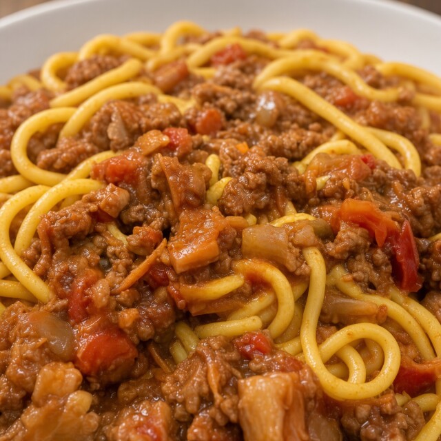 Tallarines con Salsa Boloñesa Tallarines con Salsa Boloñesa