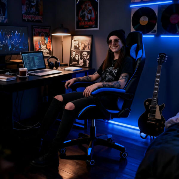 Silla Gamer Ergonomica Escritorio Reclinable Soporta 200kg Imback Negro con Azul Silla Gamer Ergonomica Escritorio Reclinable Soporta 200kg Imback Negro con Azul