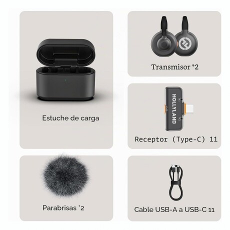 Micrófono Inalámbrico HOLLYLAND M2S DUO Con Conector USB-C Y Cancelación De Ruido Ambiental Micrófono Inalámbrico HOLLYLAND M2S DUO Con Conector USB-C Y Cancelación De Ruido Ambiental